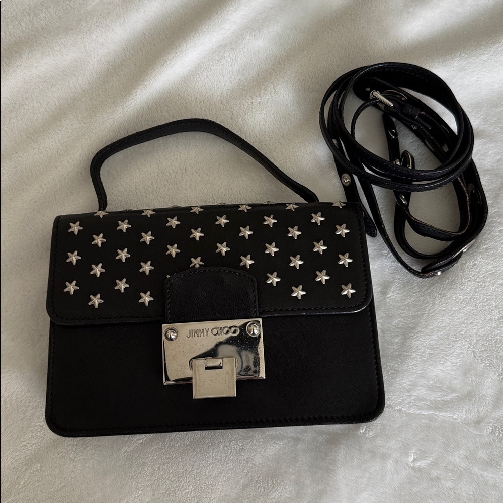 Jimmy Choo Mini Leather Black Silver Star Bag